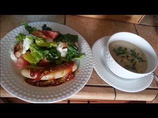 Curry Wurst "mit Salad" and a hearty Potato Soup.