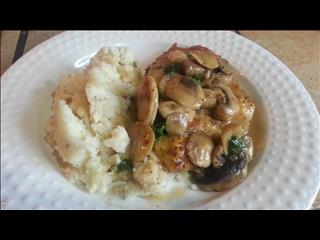 Chicken Marsala with Loaded Potatoes (Butter, Chives, Bacon, Pepper, Sour Cream, Horse Raddish, Garl(..)
